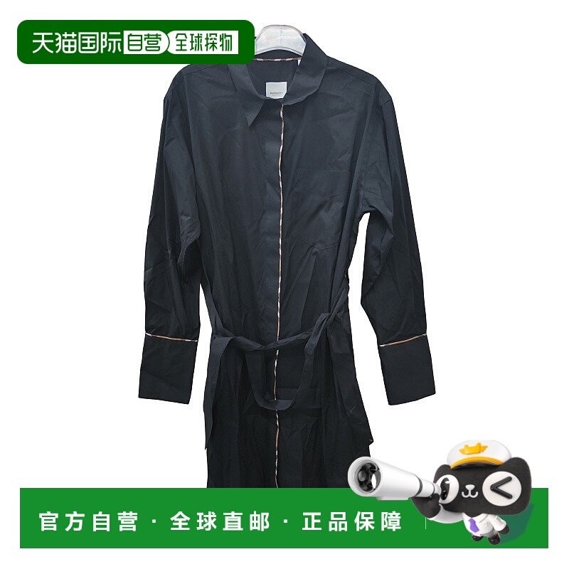 1h可退 BURBERRY 女士外套 80843051 SS2024 黑色 自系式腰带连衣