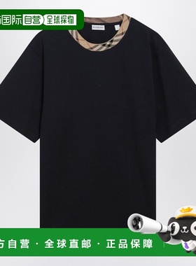 潮奢 Burberry 巴宝莉 男士 trims 海军蓝格纹T恤 81189591