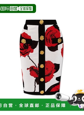 BALMAIN 女士半身裙 CF0LC016KG31GQV AW2024 白色 花卉提花半身