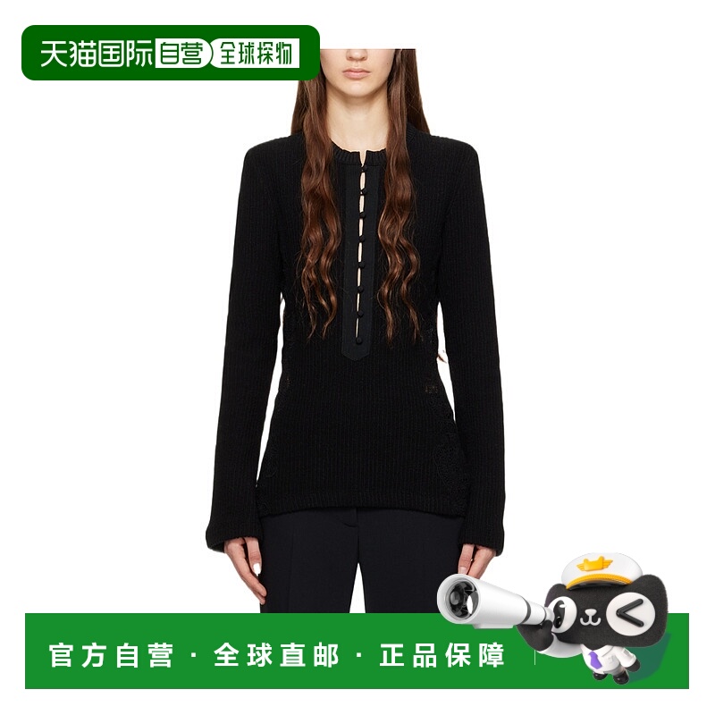 CHLOÉ 女士针织毛衣 C23SHT64083001 SS2023 黑色 长袖拼接毛衣