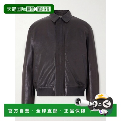 1h可退 潮奢 YVES SALOMON 男士 织纹皮革短夹克 26E26EHV20765L2