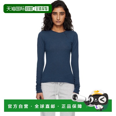 SKIMS 女士 海军蓝 Featherweight Cashmere 长袖 T恤 LSLST10348