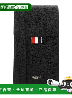 1h可退 潮奢 Thom Browne 汤姆 布朗 男士 PHONE 黑色皮革钱包 MA