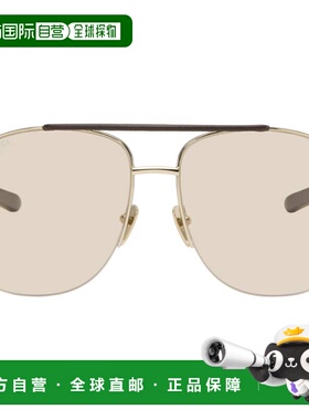 潮奢 Gucci 古驰 男士 金色 Navigator 太阳镜 GG2165S002GOLDGOL