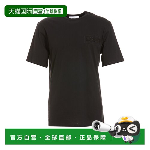 MOSCHINO 男士T恤 071052411555 AW2025 黑色 Rhinestone logo t-