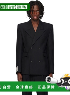 1h可退 潮奢 EGONLAB. 男士 黑色 Fitted Double Breasted 西装外