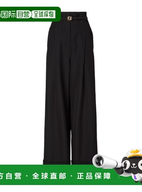 FENDI 女士休闲裤 FR6673AJYFF0GME SS2026 黑色 细纹羊毛长裤