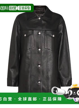 1h可退 潮奢 MaxMara 麦斯玛拉 女士 GIRINO 黑色皮革夹克 242144