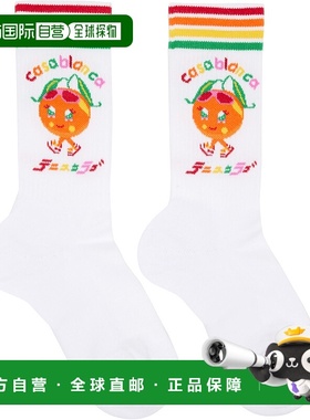 1h可退 潮奢 Casablanca 女士 白色 Kawaii Orange 中筒袜 AAW25A