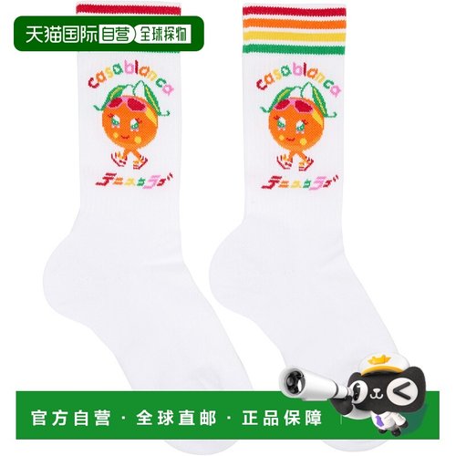 1h可退 潮奢 Casablanca 女士 白色 Kawaii Orange 中筒袜 AAW25A