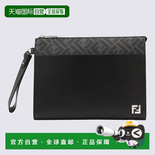 FENDI 男士手拿包 7VA491AJF0F0GXN AW2025 黑色 FF Squared 手拿