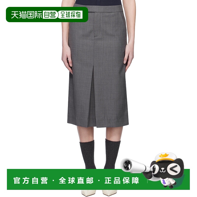 1h可退 潮奢 SHUSHU TONG 女士 灰色 Front-Slit Straight 半身裙