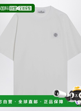 1h可退 潮奢 Stone Island 石头岛 男士 白色带Logo拼缀T恤 S1521