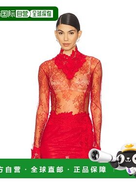 1h可退 潮奢 Blumarine 蓝色情人 女士 Chantilly 蕾丝上衣上衣 A