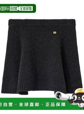 GANNI 女士半身裙 K2582PHANTOM AW2025 黑色 羊毛迷你半身裙短裙