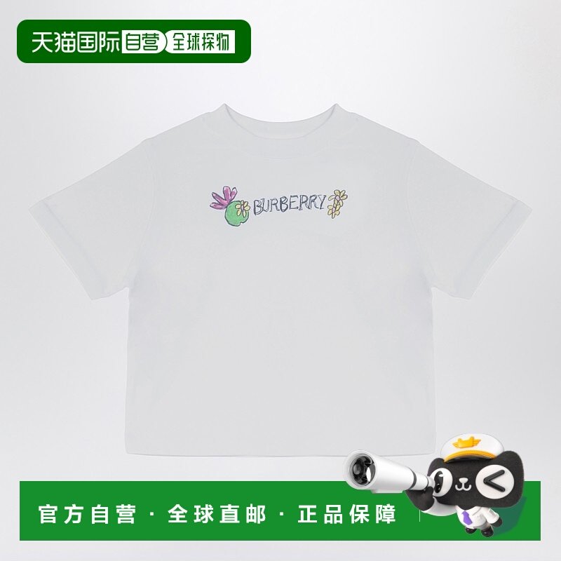 1h可退 潮奢 Burberry 巴宝莉 女童 白色水手领带LogoT恤童装 809