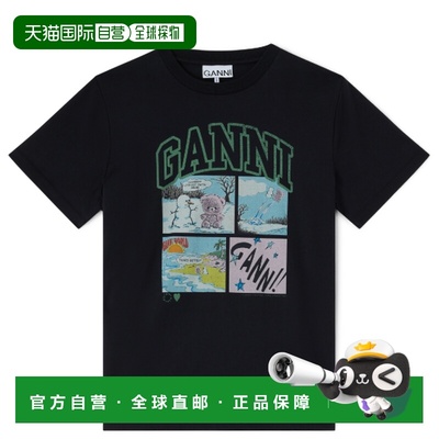 GANNI 女士T恤 A1050070252 SS2026 黑色 Basic Cotton Jersey Be