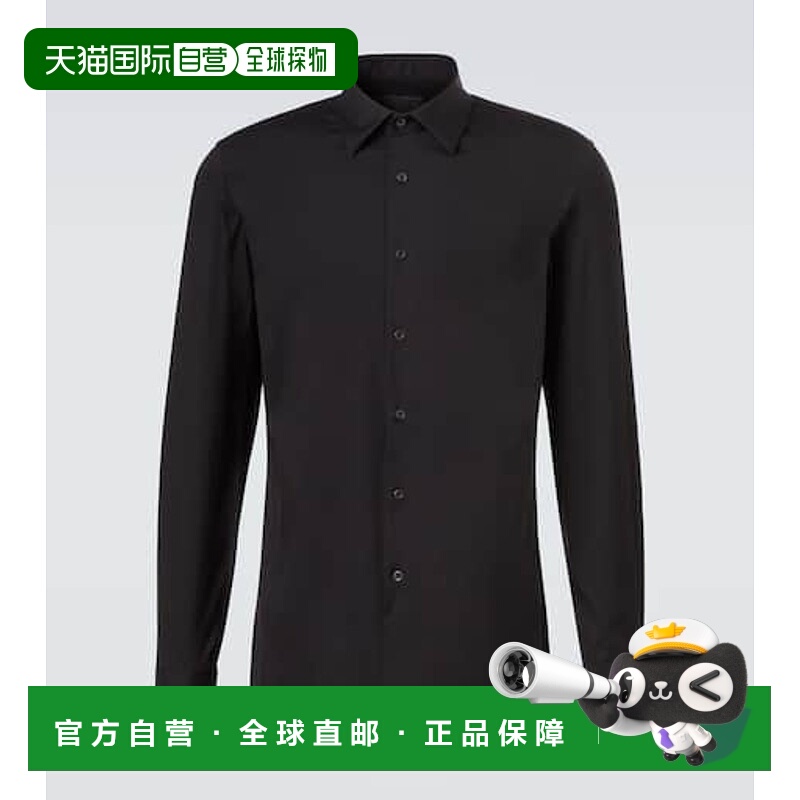 1h可退 潮奢 Prada 普拉达 男士 棉混纺衬衫 black黑色 舒适时尚
