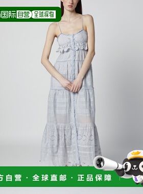 潮奢 ISABEL MARANT 女士 Paule 浅蓝长款棉质蕾丝连衣裙 RO0951F