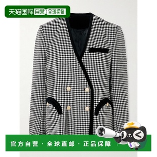 潮奢 Sunset BLAZE 女士 双排扣天鹅绒饰边千鸟格 MILANO 1h可退