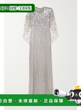 1h可退 潮奢 Jenny Packham 女士 Nettie 披肩式精饰珠片薄纱礼服