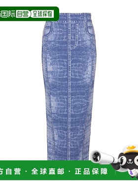 BALMAIN 女士半身裙 EF1LD475KH806FF SS2025 蓝色 腰带环半身裙