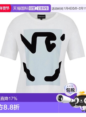 Armani阿玛尼女士T恤白色印花图案短袖休闲百搭6K2T7F2J