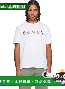 1h可退 潮奢 Balmain 巴尔曼 男士 白色 Print T 恤 FH2EG000BD28