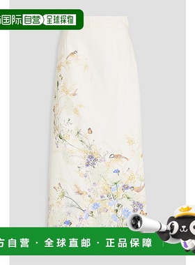 1h可退 潮奢 ZIMMERMANN 女士 印花亚麻长款半身裙 9995SS242CITR