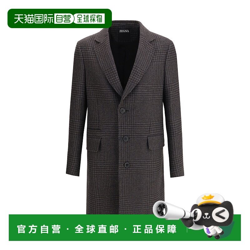 1h可退 潮奢 zegna 杰尼亚 男士 威尔士王子羊毛大衣 297705A24DG