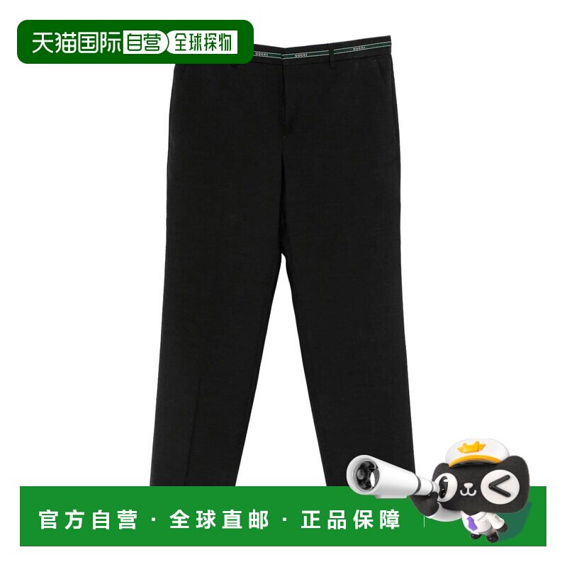 GUCCI 男士休闲裤 855095ZAS681076 SS2026 黑色 腰带环休闲裤