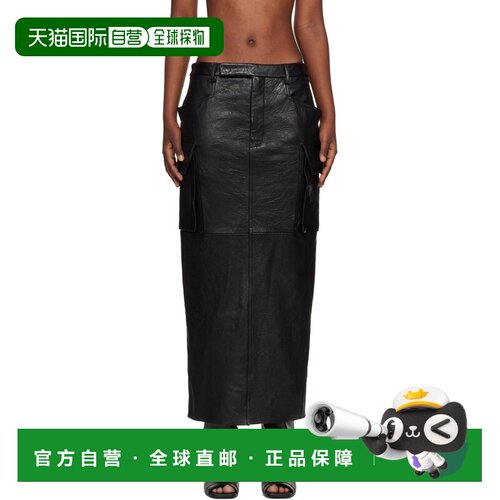 rick owens 瑞克 欧文斯 女士 黑色 Temple Firbanks 皮革半身裙