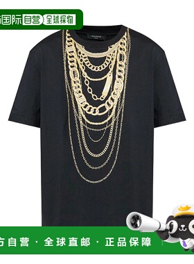 BALMAIN 男士T恤 FH1EG000GF06EAD AW2025 黑色短袖