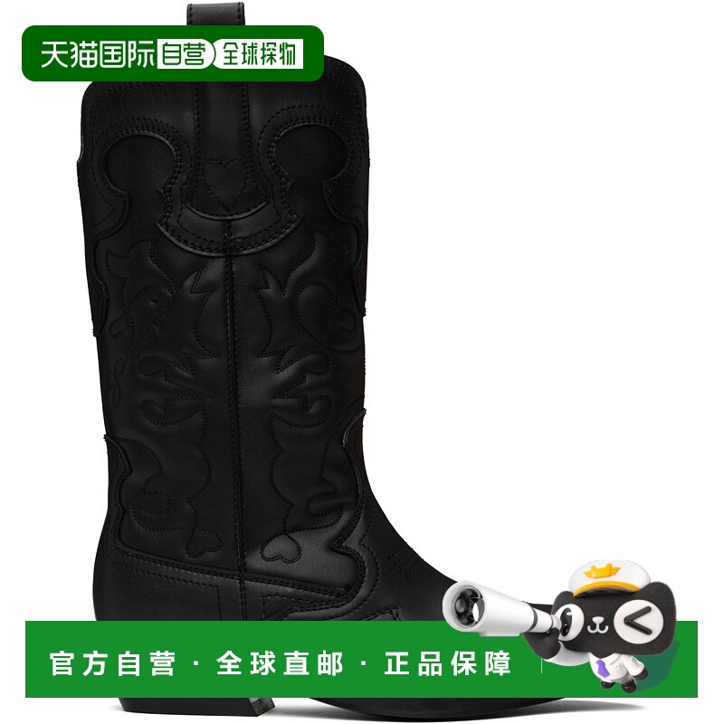 1h可退 潮奢 GANNI 甘尼 女士 黑色 Mid Shaft Embroidered Weste