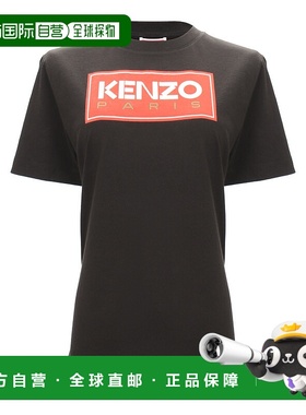 KENZO 女士黑色短袖T恤衫 Logo胶印圆领短袖T恤新款
