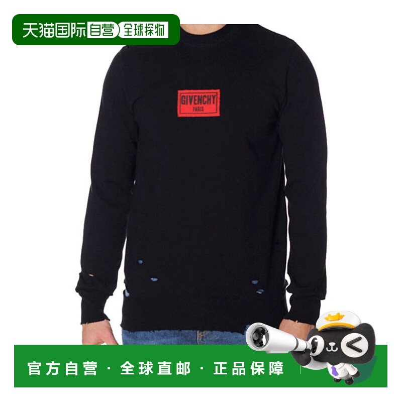 1h可退 GIVENCHY 男士针织毛衣 BM900Q400H001 SS2019 黑色 logo