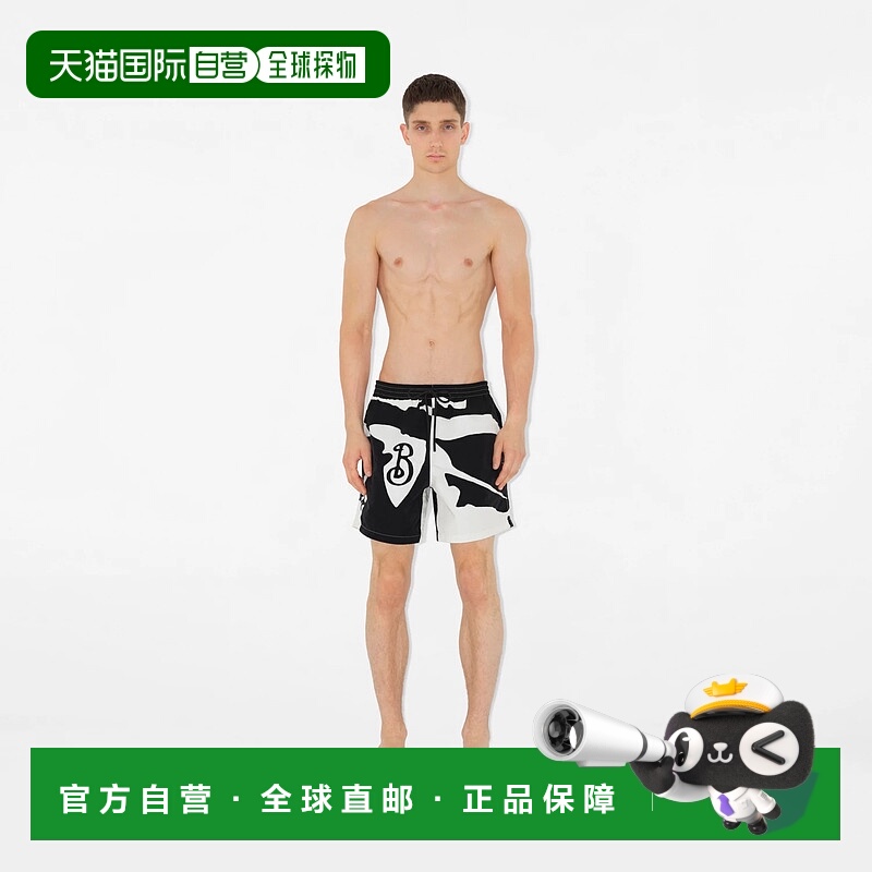 1h可退 BURBERRY 男士泳装 80960341 AW2024 黑色 EKD 游泳短裤