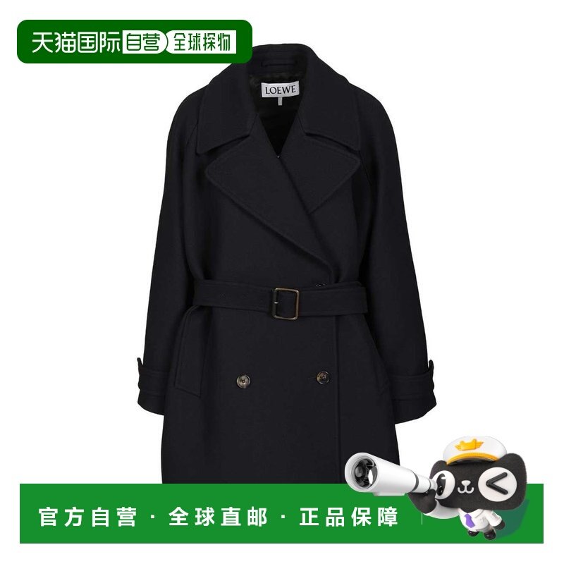 1h可退 潮奢 LOEWE 罗意威 女士 雙排扣繫帶大衣 S540Y01XBE