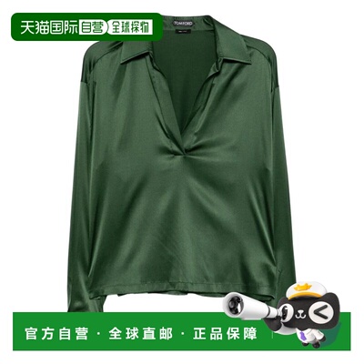 奢淘 TOM FORD 弹力丝缎POLO衫，同调TF刺绣徽标 女 TS2144FAX881