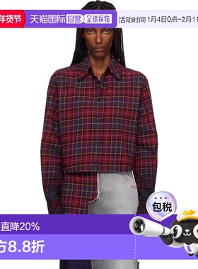 1h可退 潮奢 off-white 女士 红色 Check Flannel Arrow Spray 衬