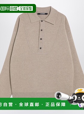 1h可退 潮奢 Jacquemus 男士 浅褐色羊毛羊绒Polo毛衣 25HSWM0060