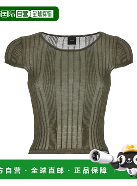 PINKO 女士T恤 104773A1NDX18 SS2025 圆领短袖军绿色T恤