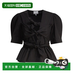 女士衬衫 Tie W0378099 黑色 Blouse AW2025 GANNI