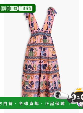 1h可退 潮奢 FARM RIO 女士 层叠印花棉质中长连衣裙 317825SEASH