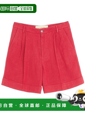 VALENTINO 男士短裤 VRDE30ASWC61 CO 红色亚麻百慕大短裤 休闲裤