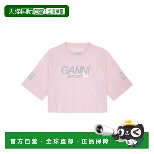 女士衬衫 网眼短款 T3967273 粉红色 T恤 AW2024 GANNI