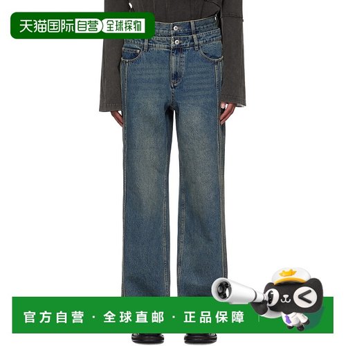 1h可退 潮奢 Feng Chen Wang 男士 蓝色 Multi Seam Straight Leg