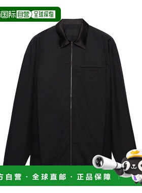 PRADA 男士衬衫 SC80216A6SOOOF0002 AW2024 黑色 科技棉质衬衫