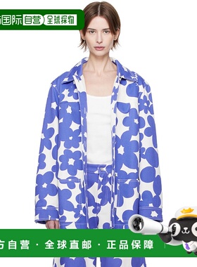 1h可退 潮奢 Marni 玛尼 女士 蓝色 & 白色 Dillies Print 夹克 J