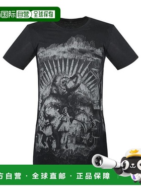 BALMAIN 男士T恤 S3HJ601I107ANT AW2021 黑色 黑色大象印花 T 恤